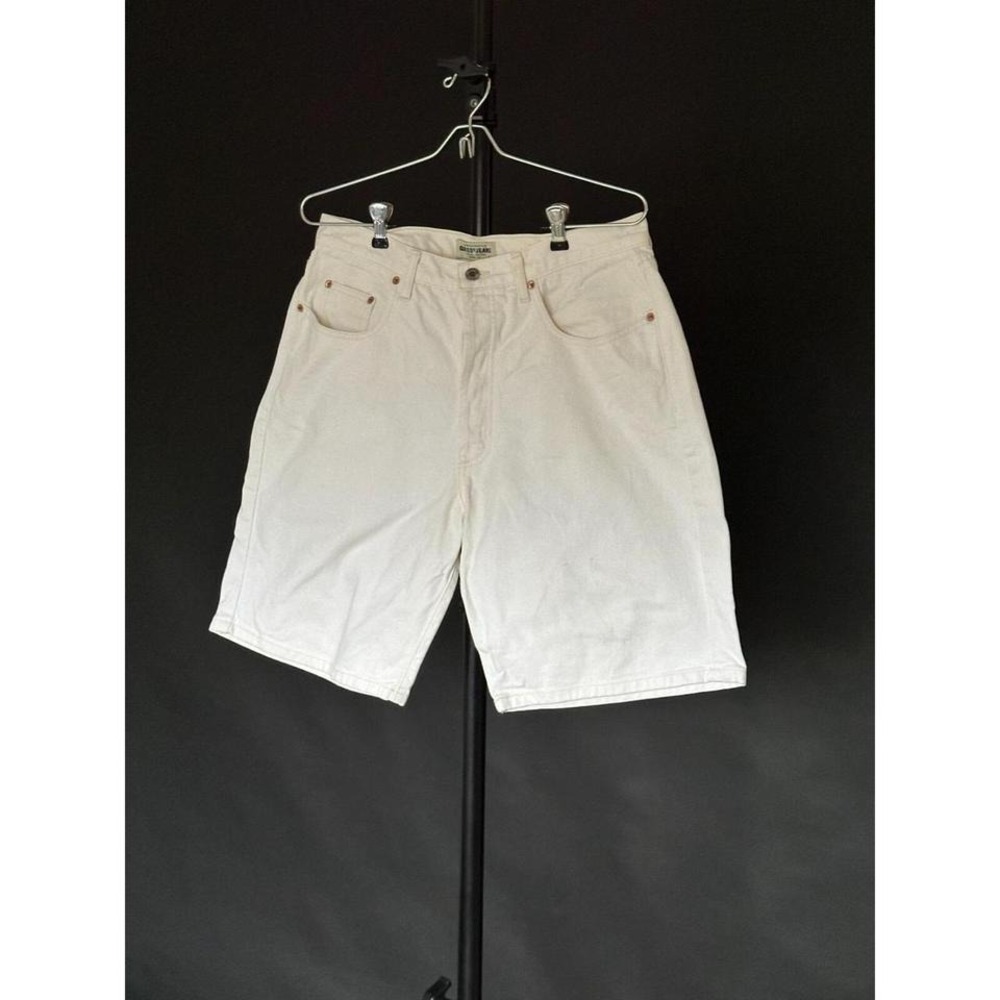Vintage 90's Guess Jean Shorts Denim Cream White Men's Size 33 Inseam 10.5" - Picture 2 of 8